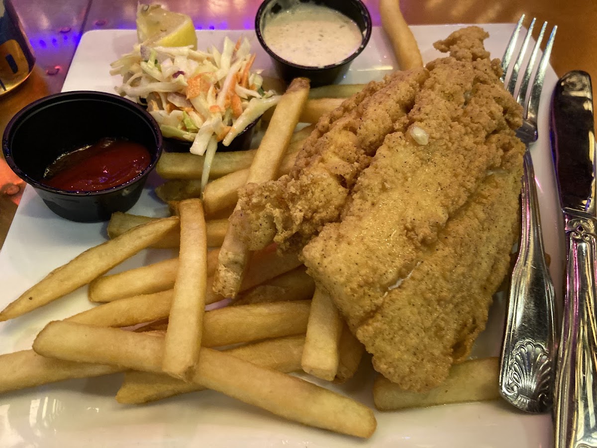 Gluten free fish and chips (corn and rice flour breading)