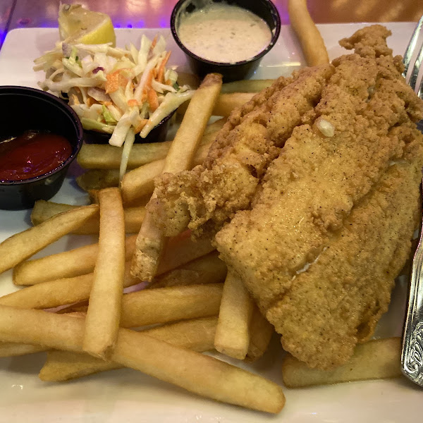 Gluten free fish and chips (corn and rice flour breading)