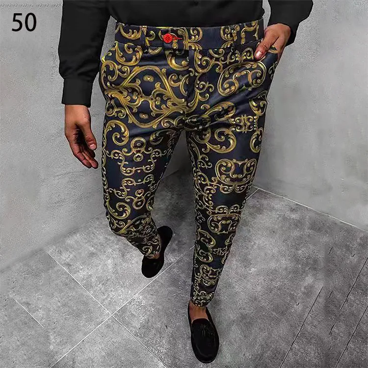 Męskie spodnie od garnituru casual slim fit z nadrukiem, długie, modne i wygodne, idealne na co dzień i na specjalne okazje.