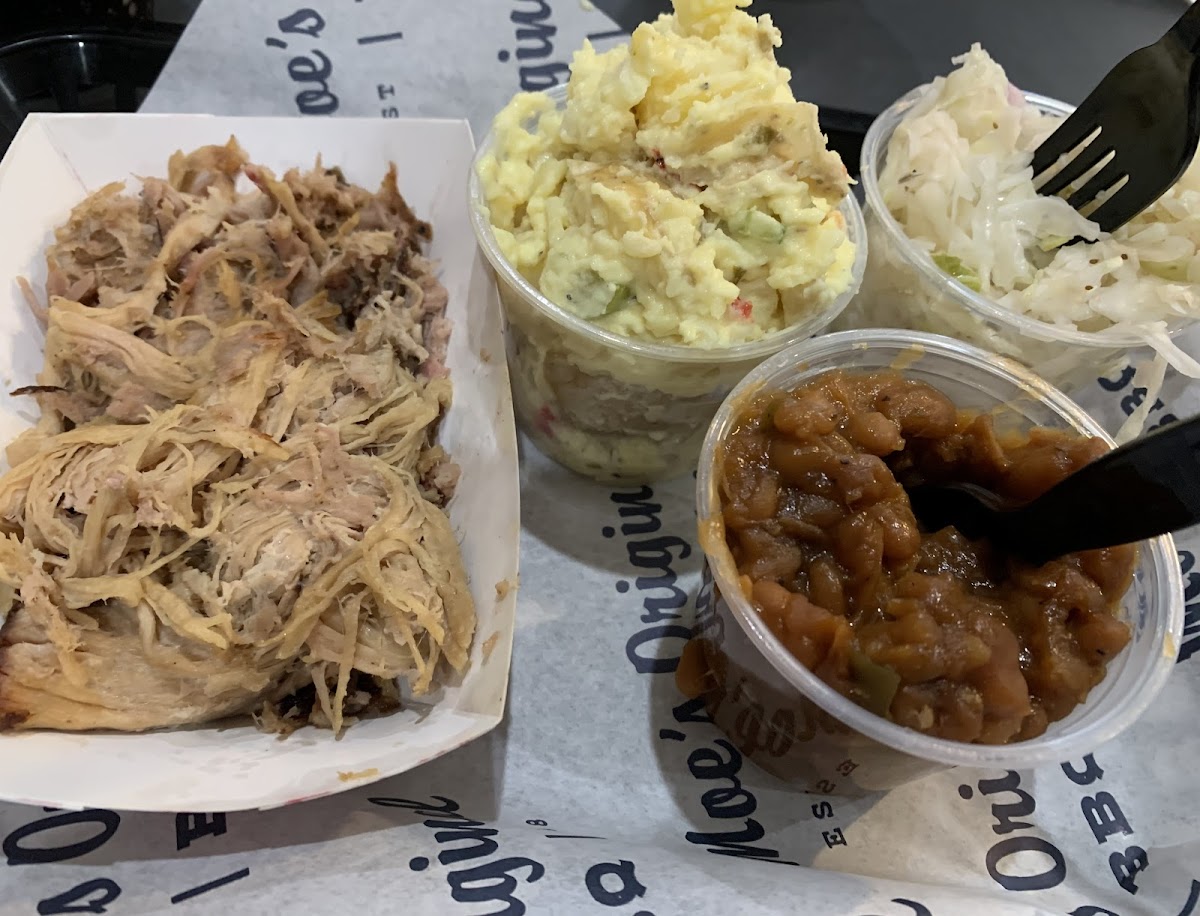 Pulled pork platter with an extra side in lieu of cornbread