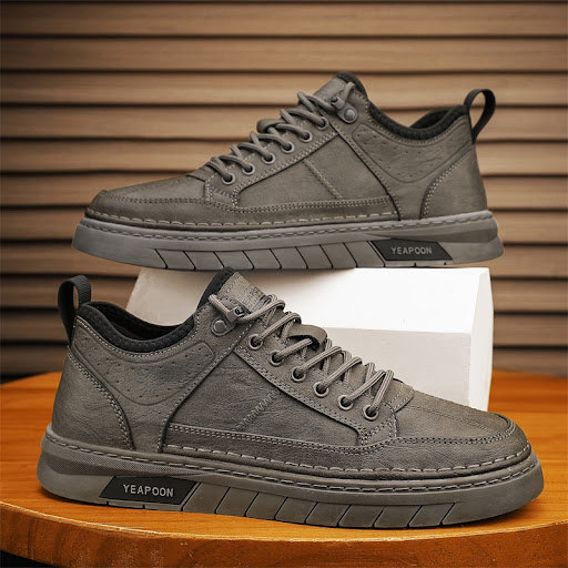Title 5, Mens Trendy Low-Top Leather Shoes Thickened No...