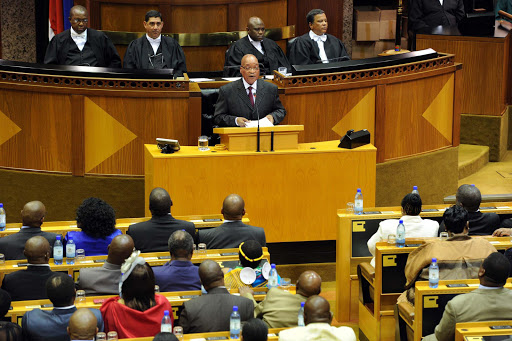 President Jacob Zuma delivering his 2012 State of the Nation Address Speech at the joint sitting of parliament in Cape Town.