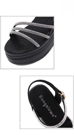 Title 7, Wedge Platform Roman Rhinestone Sandals – Comfo...