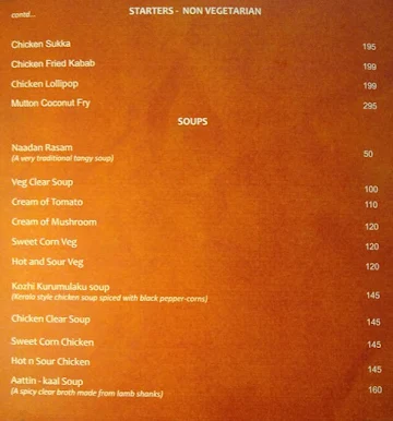 Kumarakom menu 