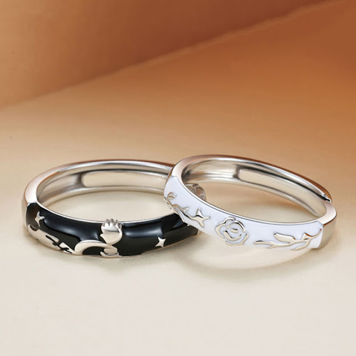 Title 5, Prince And Rose Couple Ring, Fashion Simple Car...