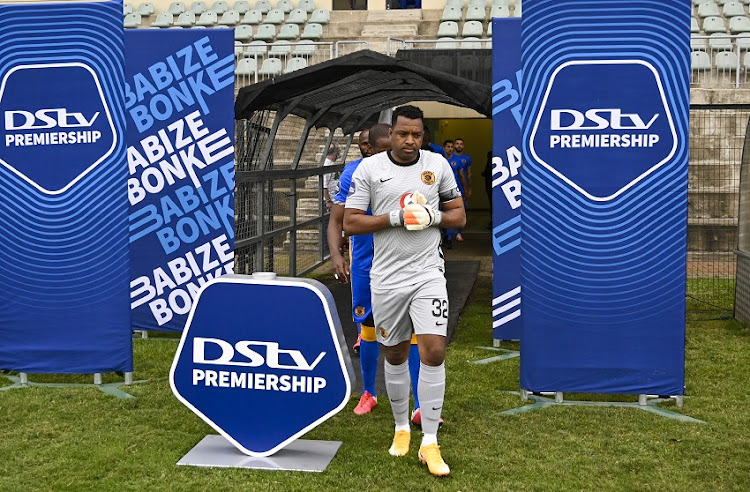 Itumeleng Khune, captain of Kaizer Chiefs FC on the day, leads the team onto the field of play during the DStv Premiership match between Golden Arrows and Chiefs at Sugar Ray Xulu Stadium on November 21 2020 in Durban.