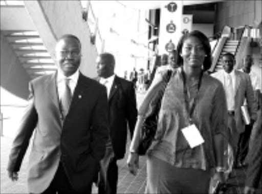 TOUGH TALK: KwaZulu-Natal Premier Sbu Ndebele and Vanessa Phala of the public service and administration department at the graft summit in Durban. Pic. Thuli Dlamini. © Sowetan.