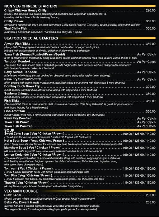 Ace Spicez menu 