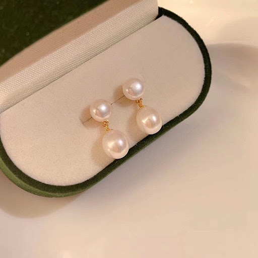 Title 1, Freshwater Pearl Ear Studs French Water Drop Sh...