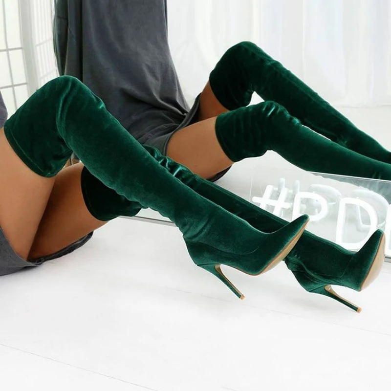 Title 4, Botas altas de mujer con tacón elástico y punta...