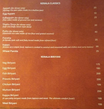 Kumarakom menu 