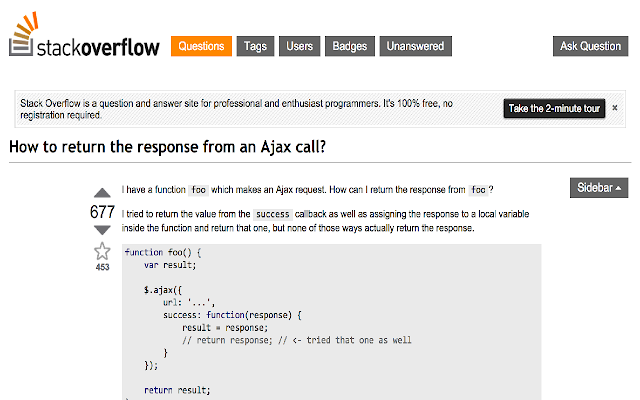 Toggle Stackoverflow sidebar