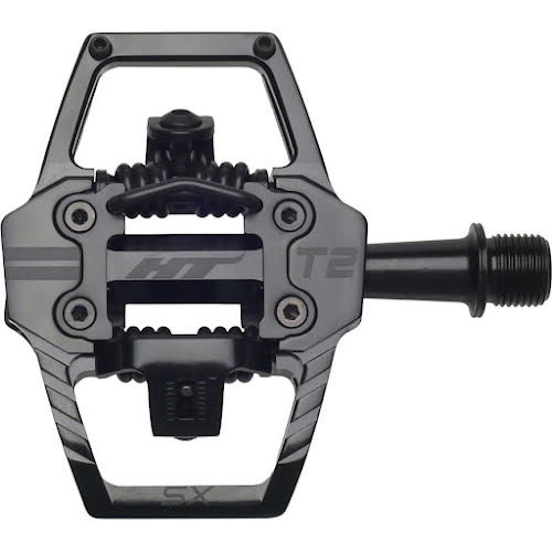 HT Pedals T2-SX Pedals - Dual Sided Clipless with Platform - Stealth Black