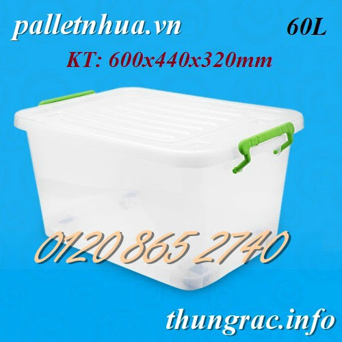 Thùng nhựa trong 60 lít có bánh xe