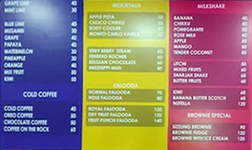 New Lassi Park menu 