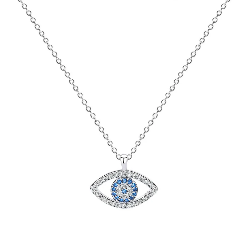 Collar de plata de ley S925 con colgante de ojo de demonio europeo y americano. Un amuleto con estilo para atraer la buena suerte y protegerte.
