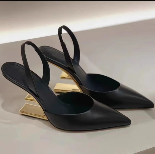 Title 8, Solid Color Pointed Toe Toe Cap Hollow High Hee...