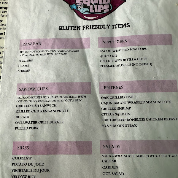 Squid lips menu discount