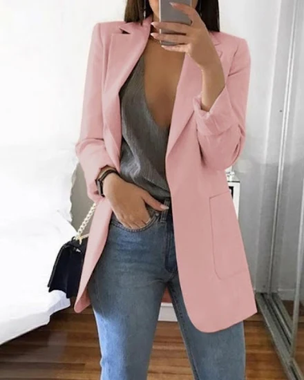 Formal Suit Jacket Long Sleeve Coat for Women Slim Cardig... - 2