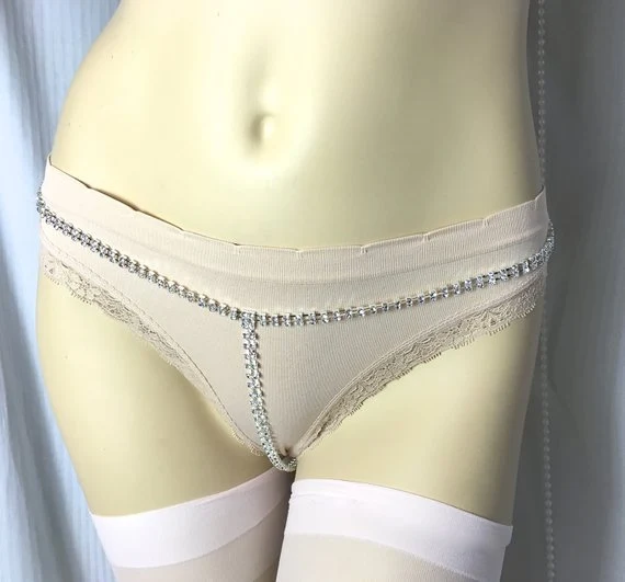 Title 4, Chaîne de corps string en strass pour femmes, a...