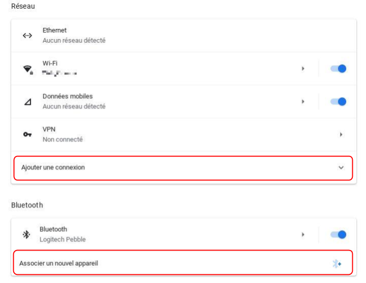 L'association d'un appareil avec le Bluetooth est modifié dans chromeOS