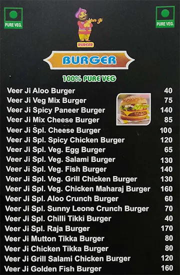 Veer Ji Burger menu 