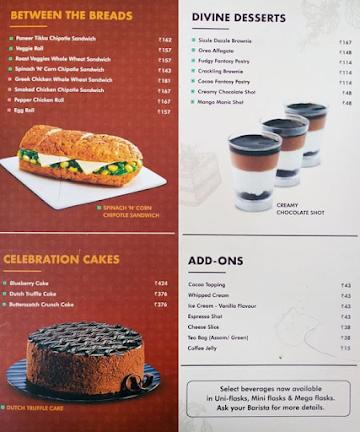 Cafe Coffee Day menu 