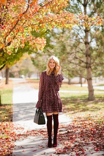 Dress with knee length boots