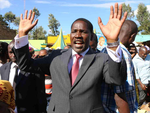 Meru Governor Peter Munya at Gatimbi market in South Imenti on Tuesday / DENNIS DIBONDO