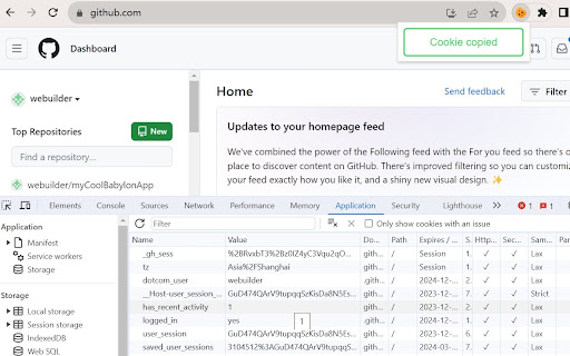 Copy cookies to localhost