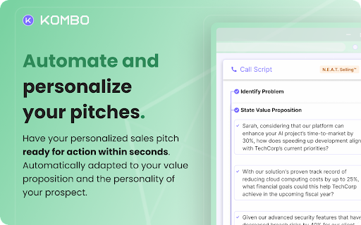 Kombo - Prepare your first call & email outreach in less than 30s