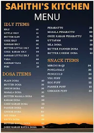 Sahithi's Kitchen menu 1