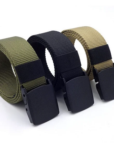 Self-buckled men's nylon belt Army tactical belt Men's mi... - 0