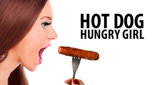 Hot Dog. Hungry girl