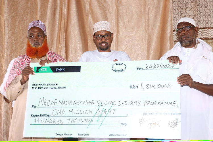 Wajir East MP Adan Daud together with Supkem officials during the launch of the Social Security Programme, March 24, 2024.