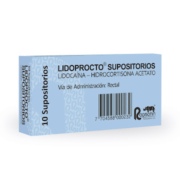 Lidoprocto Lidocaína + Hidrocortisona Acetato 60mg/5mg Ropsohn Caja x 10 supositorios  