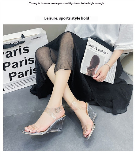 Title 5, Crystal Wedge Sandals High Heels Sexy Roman Sho...