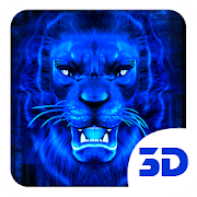 3d Blue Neon Lion Theme  Icon