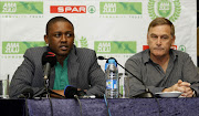 Lunga Sokhela and Peter O'Connor during the Amazulu press conference