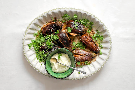 Stuffed aubergines.