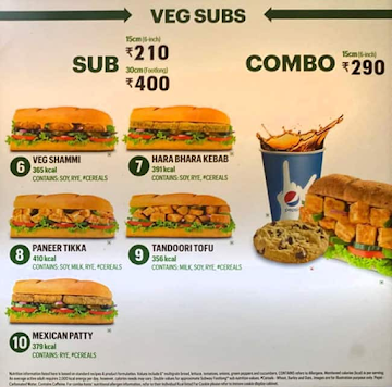 Subway menu 