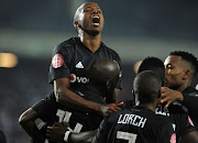 Orlando Pirates players celebrate a goal during the 2-1 Absa Premiership win over Free State Stars at Orlando Stadium on Saturday April 13 2019.