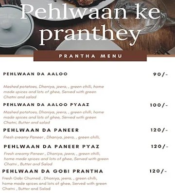 Sardar Ji Pranthey Wale menu 