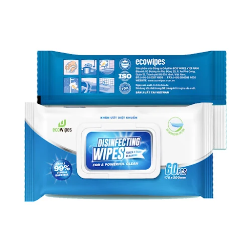 3 Gói Khăn ướt diệt khuẩn Disinfecting Wipes 60 tờ EcoWipes