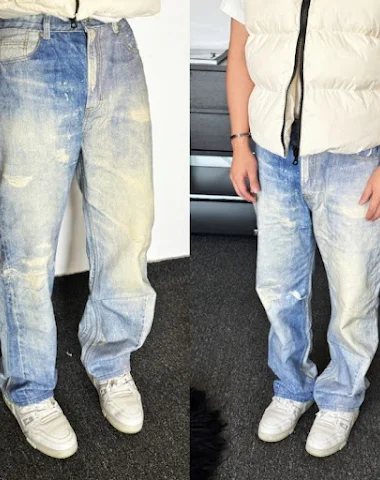 Digitaal Geprinte Jeans Grijs Wit G - 0