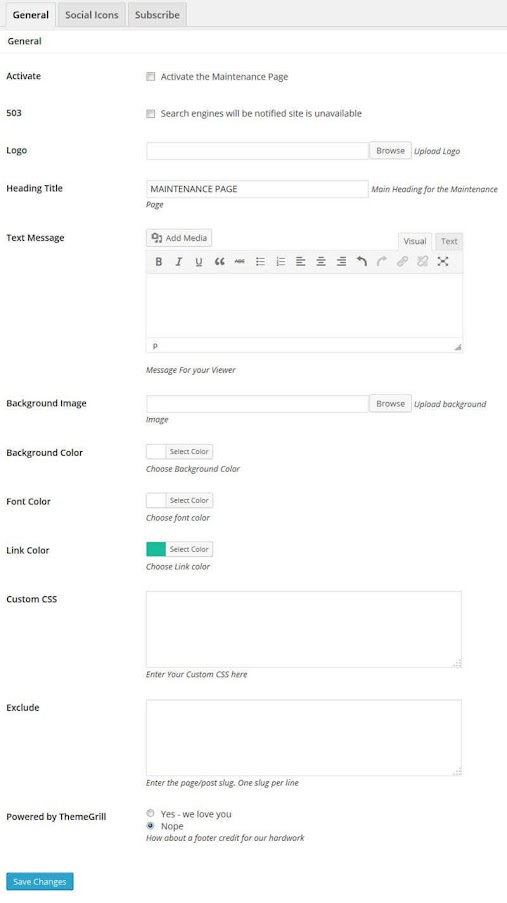 Maintenance-Page-General-settings