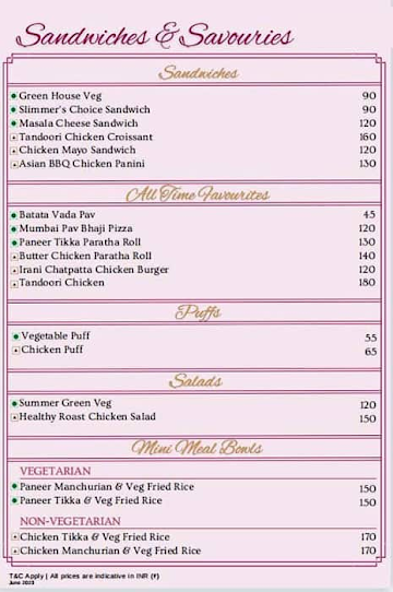 Bakers Basket menu 