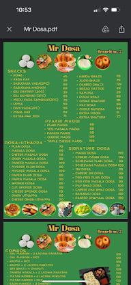 Mr. Dosa menu 1