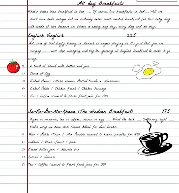 Cafe Tic Tac Toe menu 