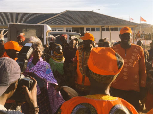 ODM leader and NASA luminary Raila Odinga arrives in Lodwar town on Friday accompanied by his host Turkana county governor Josphat Nanok./COURTESY